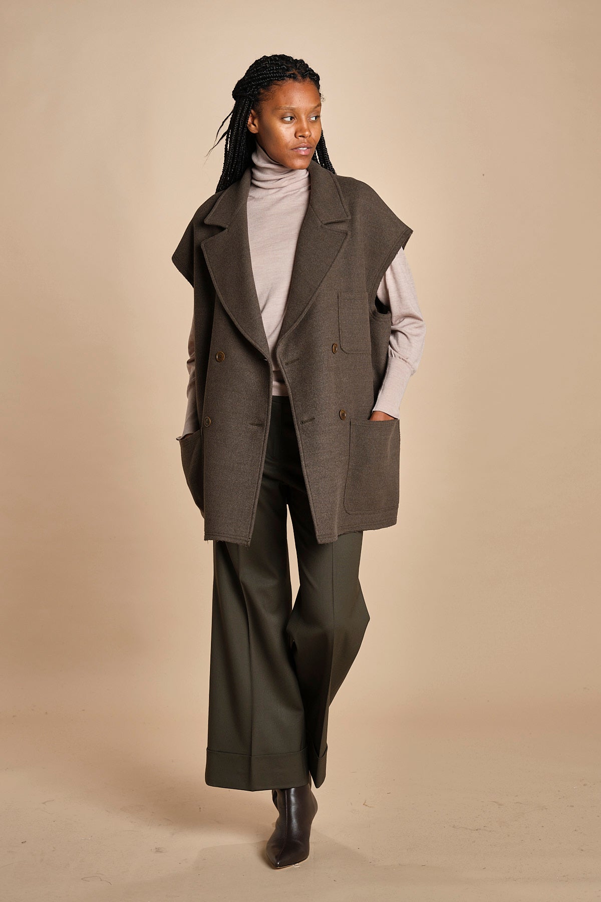 pantalone cropped con risvolto in gabardina MELODIA 652339 44 quelledue 