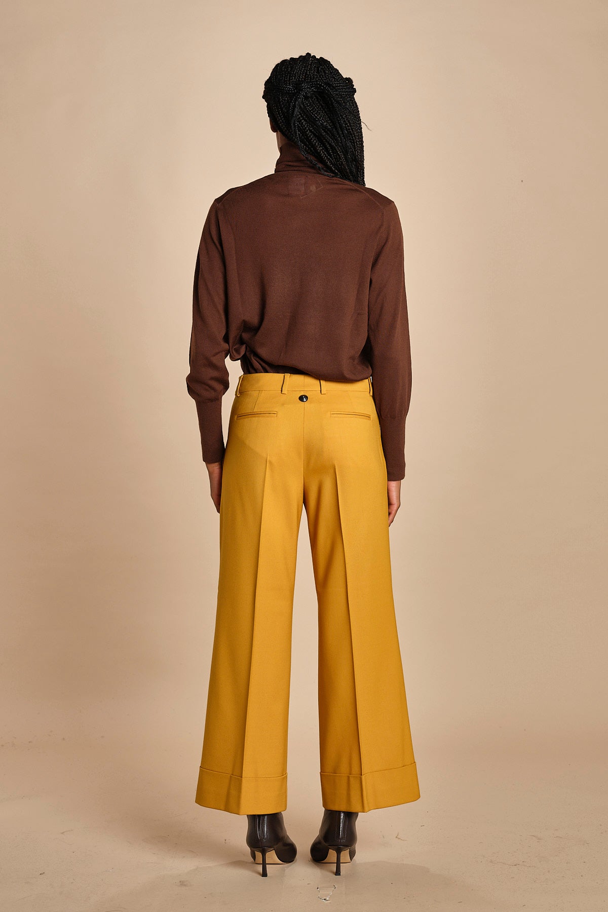 pantalone cropped con risvolto in gabardina MELODIA 652339 45 quelledue 