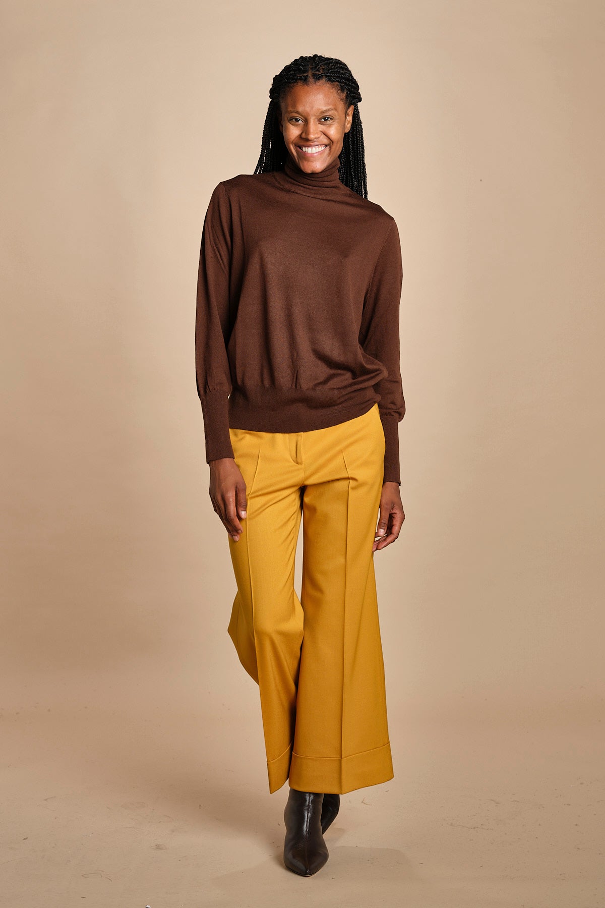pantalone cropped con risvolto in gabardina MELODIA 652339 45 quelledue 