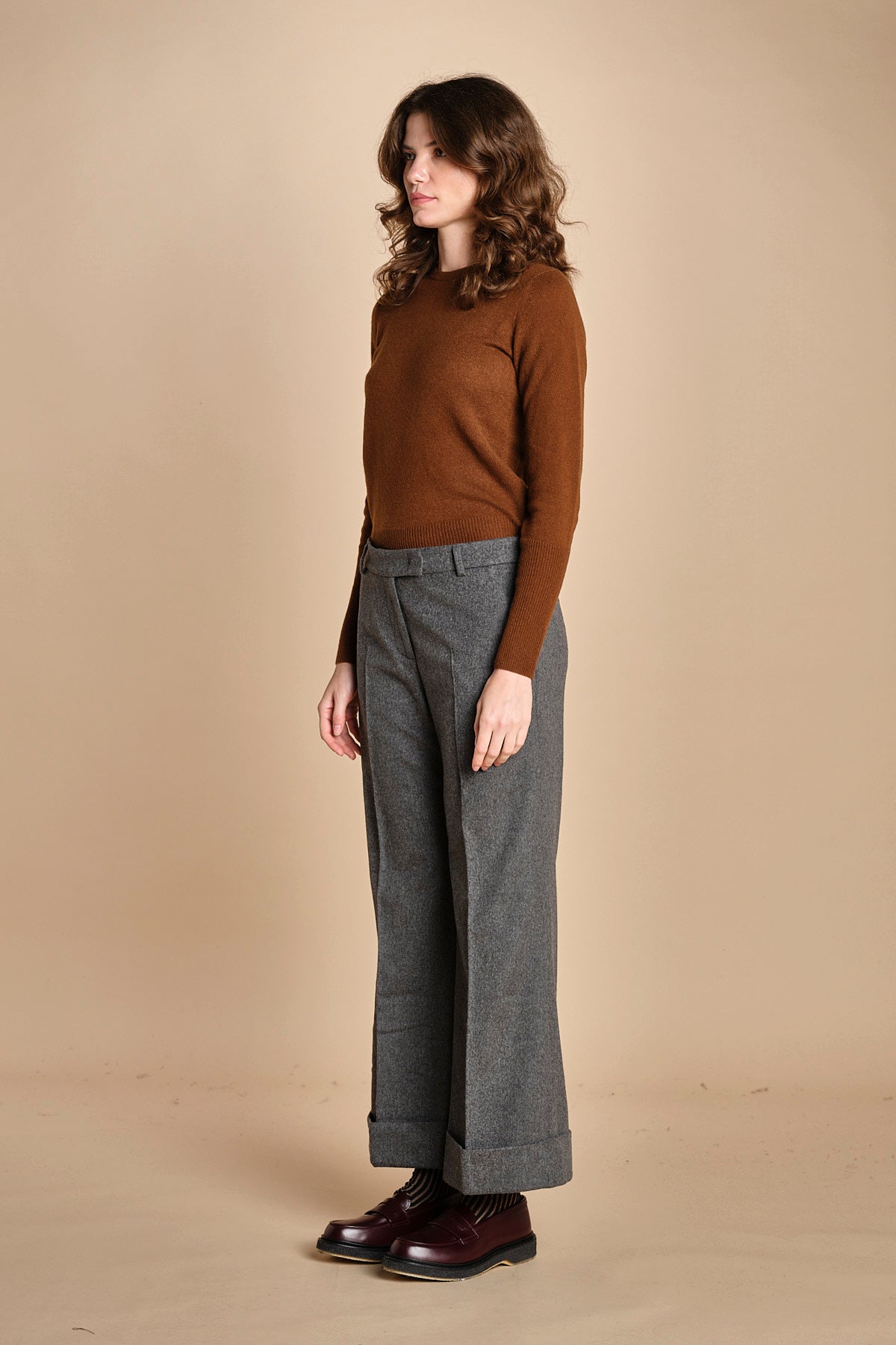 pantalone cropped con risvolto MELODIA 652923 50 quelledue 