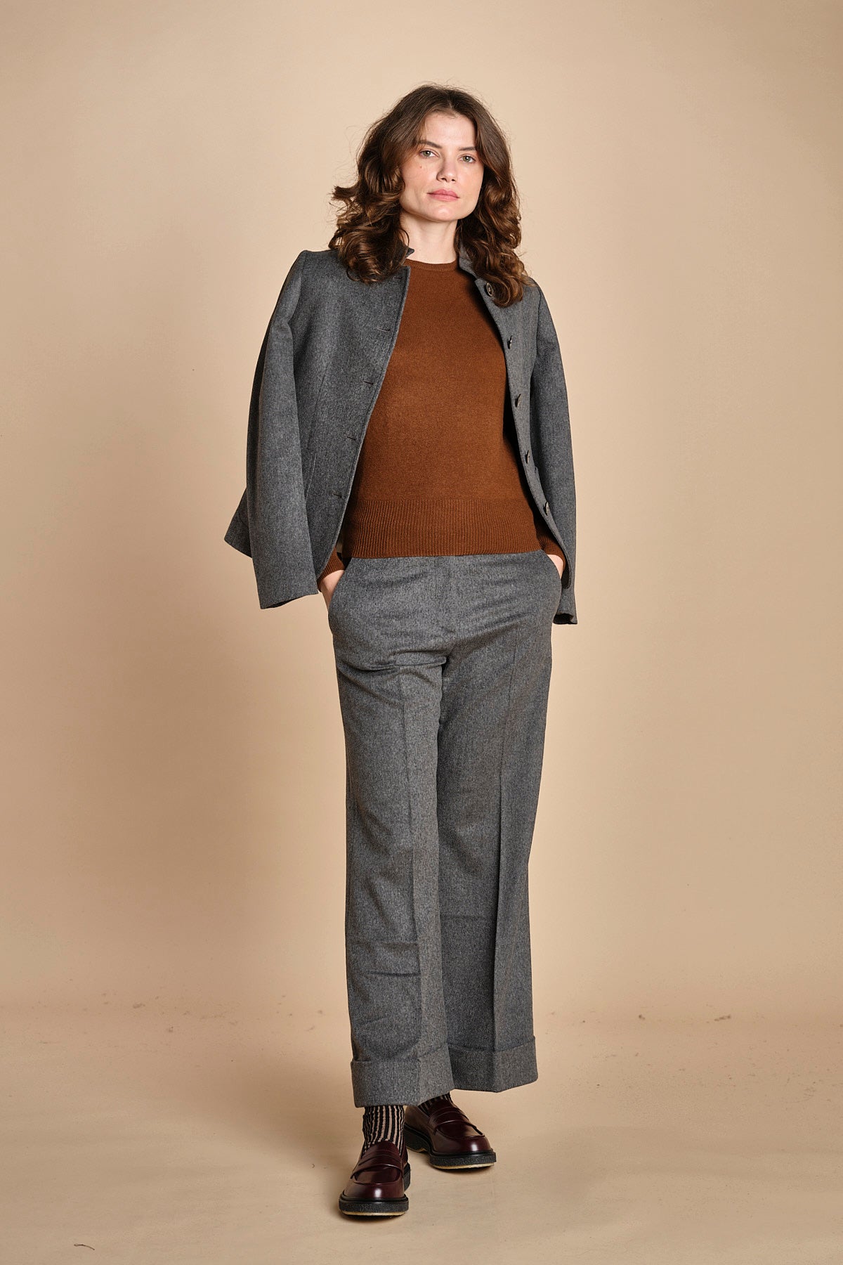 pantalone cropped con risvolto MELODIA 652923 50 quelledue 