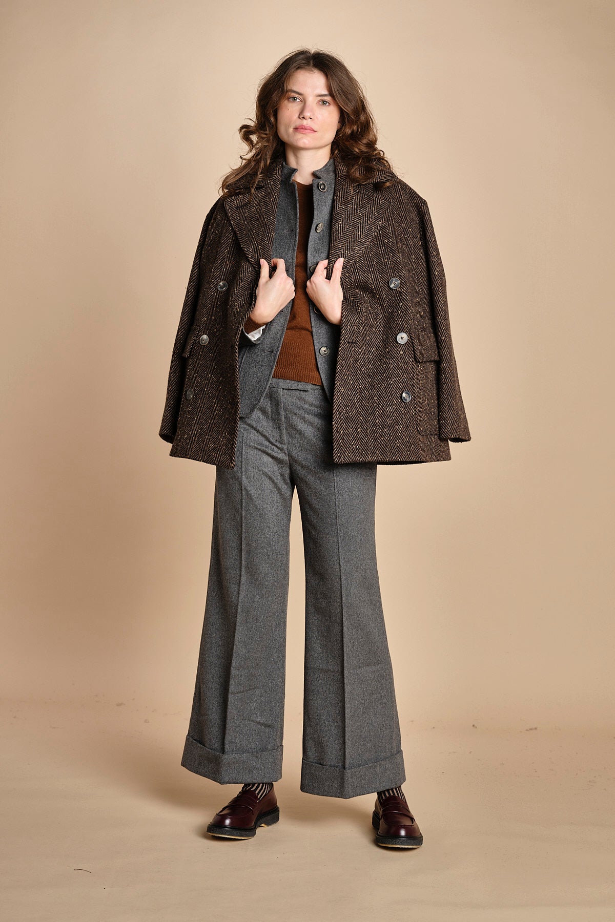 pantalone cropped con risvolto MELODIA 652923 50 quelledue 