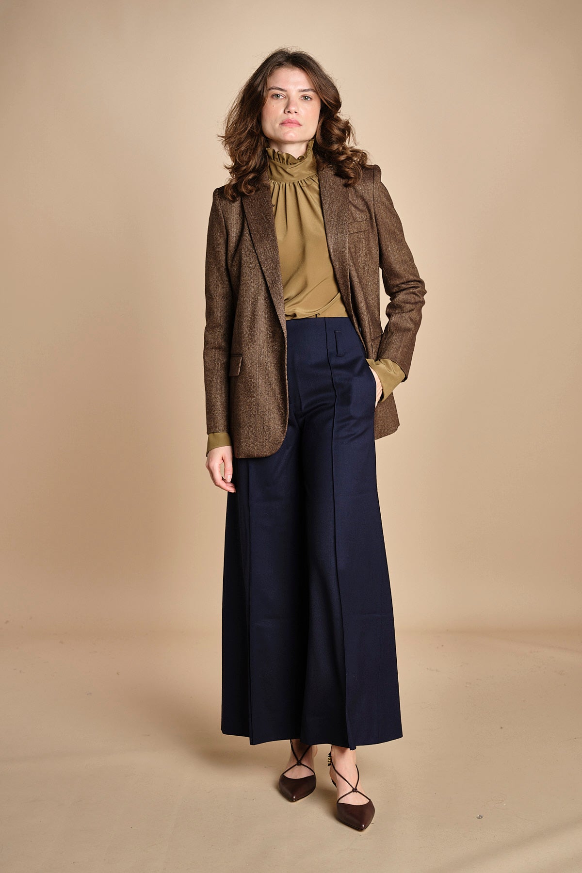 pantalone over con nervature in gabardine ORIANA 540339 15 quelledue 