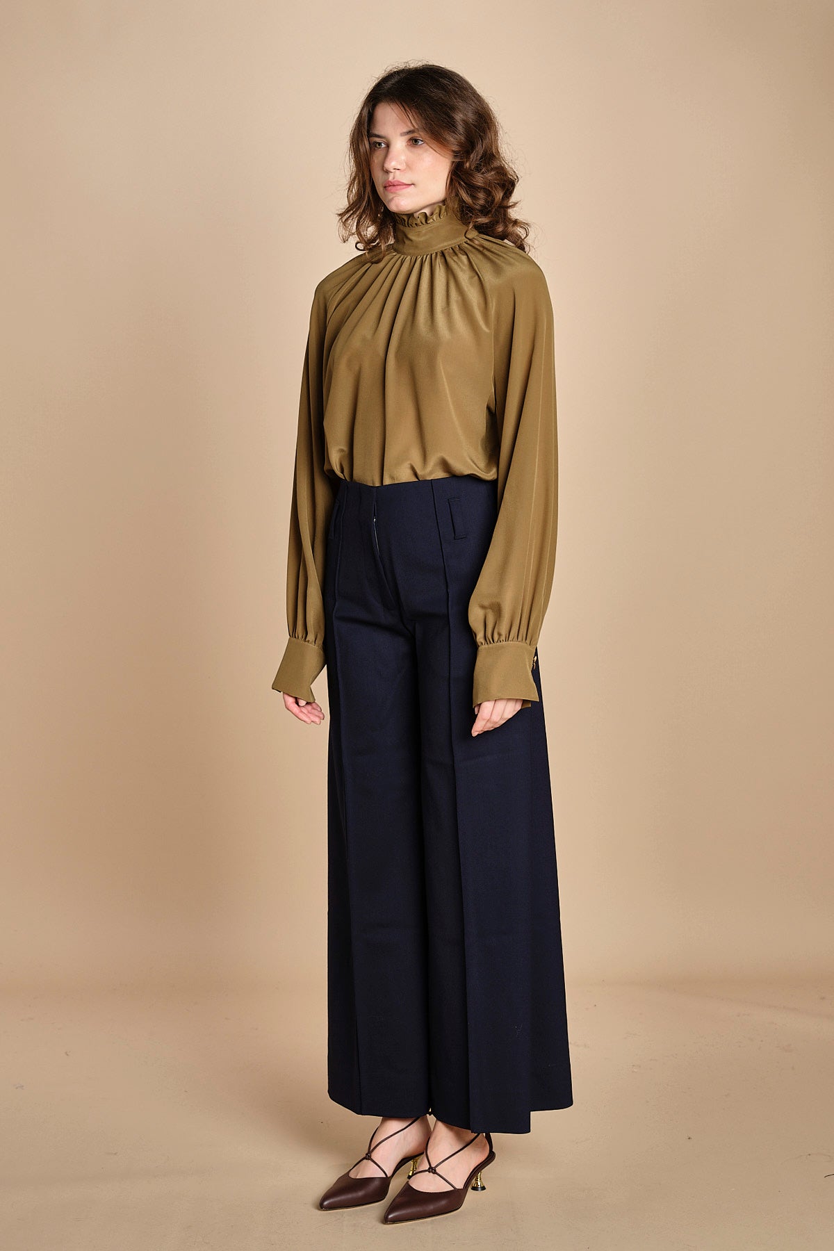 pantalone over con nervature in gabardine ORIANA 540339 15 quelledue 