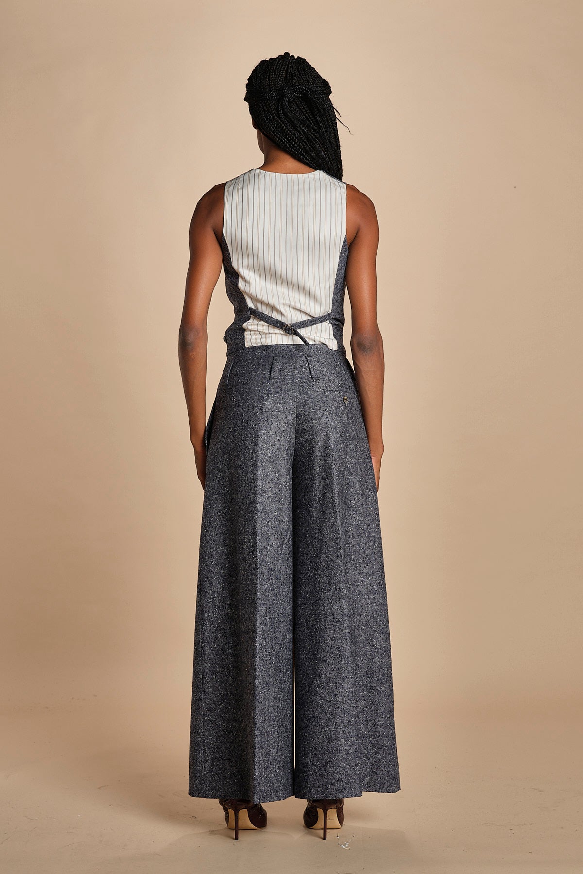 pantalone over con nervature in occhio di pernice ORIANA 540932 15 quelledue 