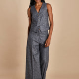 pantalone over con nervature in occhio di pernice ORIANA 540932 15 quelledue 