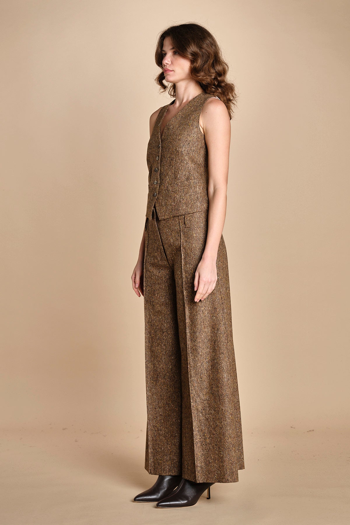 pantalone over con nervature in occhio di pernice ORIANA 540932 19 quelledue 