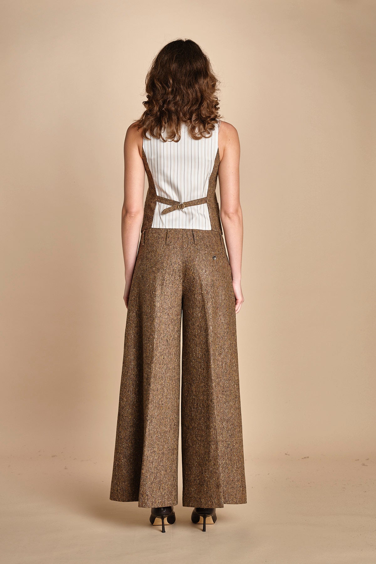 pantalone over con nervature in occhio di pernice ORIANA 540932 19 quelledue 