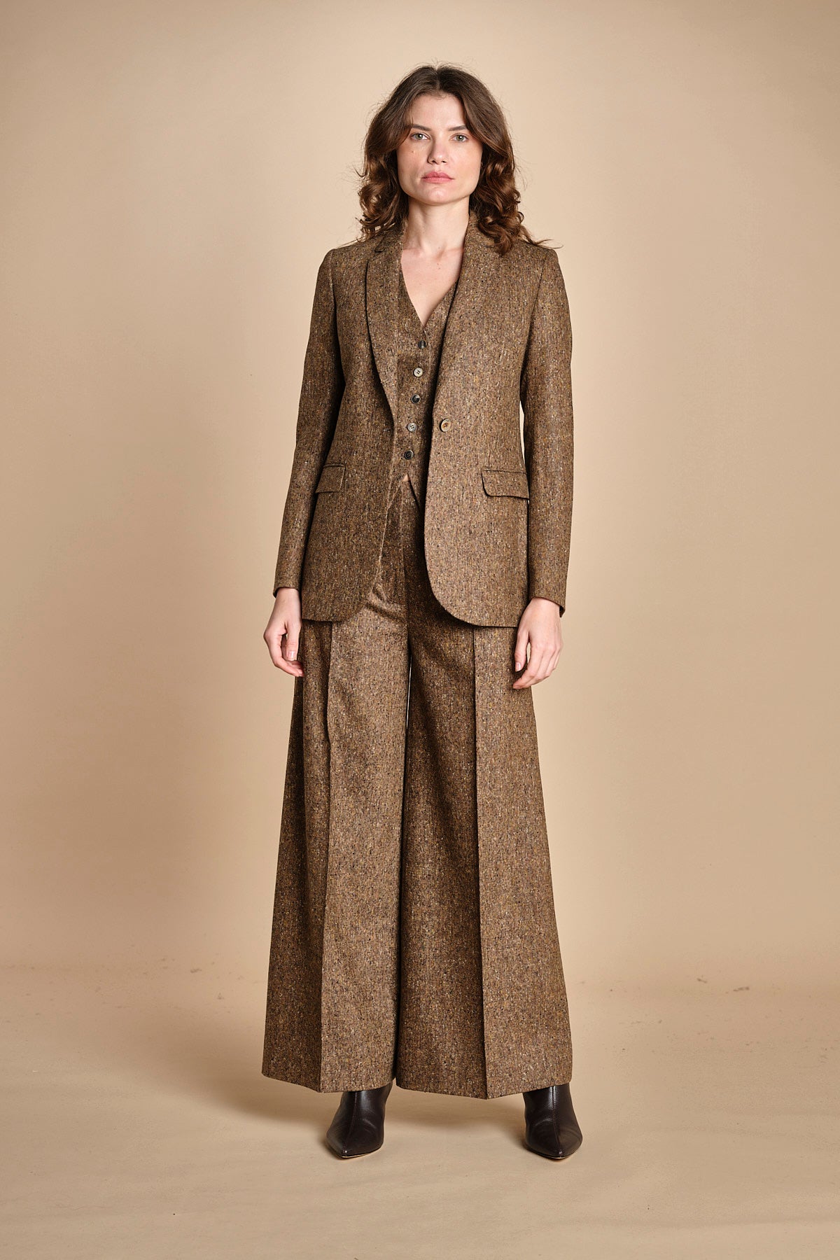 pantalone over con nervature in occhio di pernice ORIANA 540932 19 quelledue 
