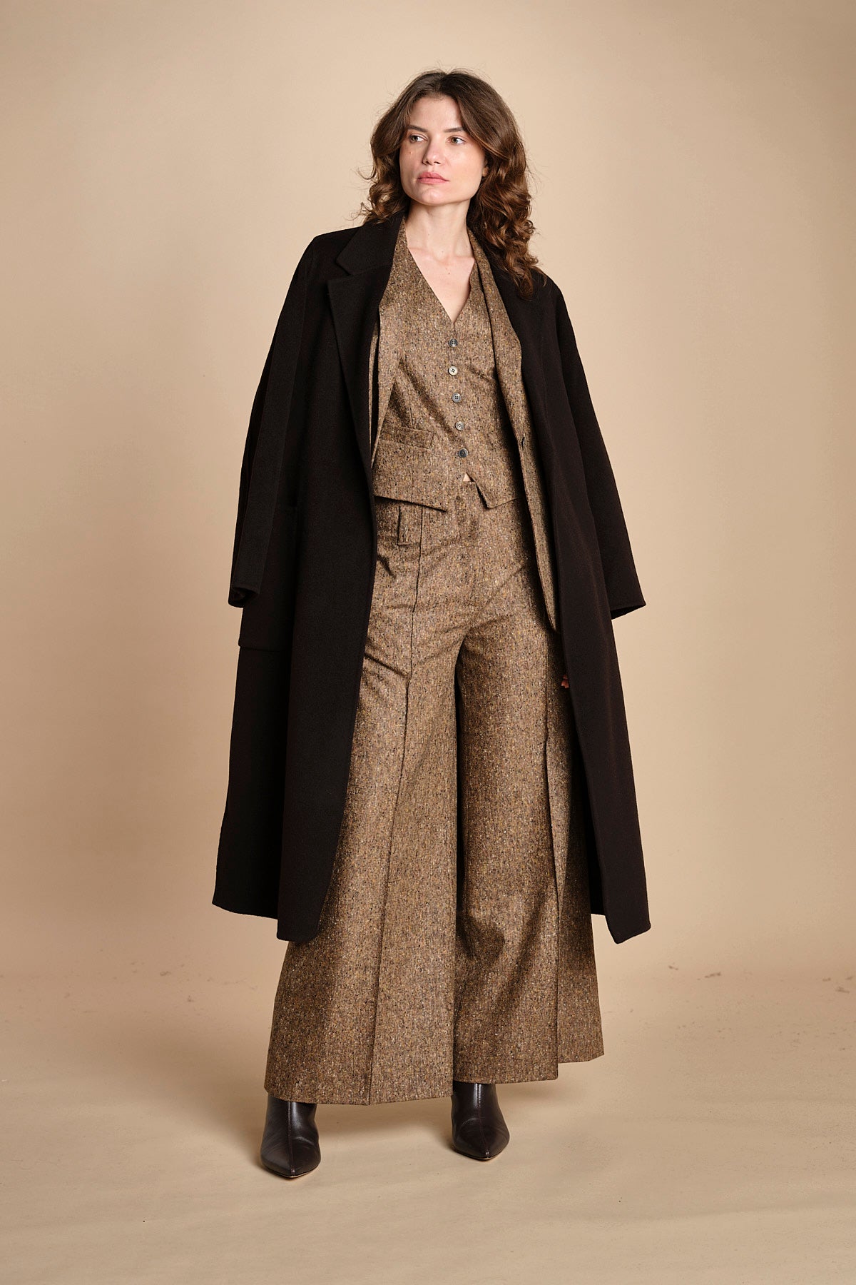 pantalone over con nervature in occhio di pernice ORIANA 540932 19 quelledue 
