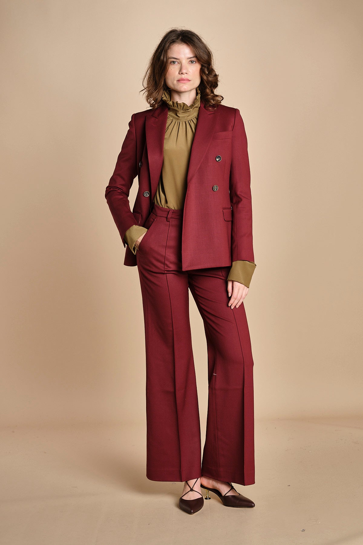pantalone diritto con nervature in gabardina OTTAVIA 67339 164 quelledue 