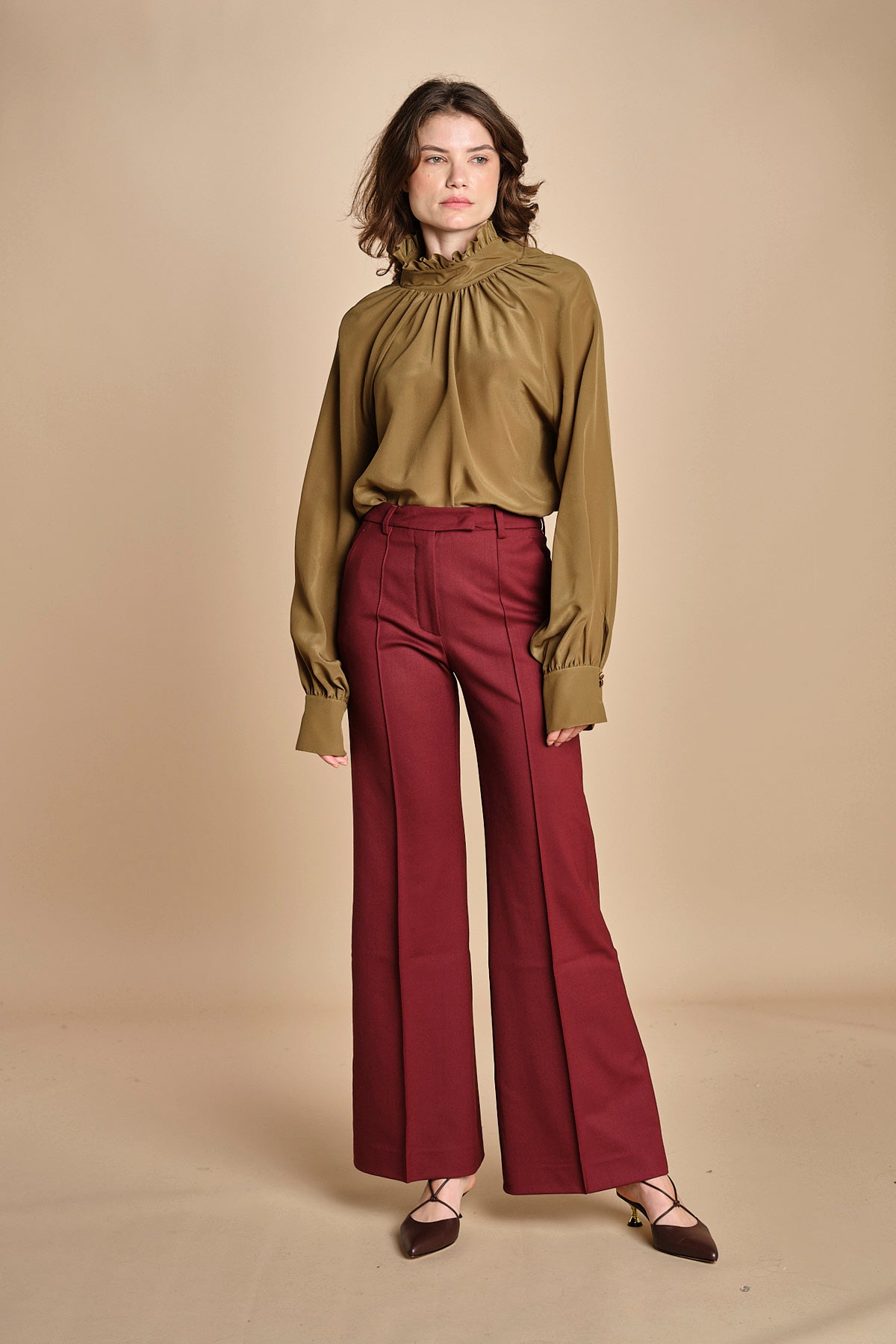 pantalone diritto con nervature in gabardina OTTAVIA 67339 164 quelledue 
