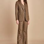 pantalone lungo e stretto con nervature in occhio di pernice OTTAVIA 673932 19 quelledue 