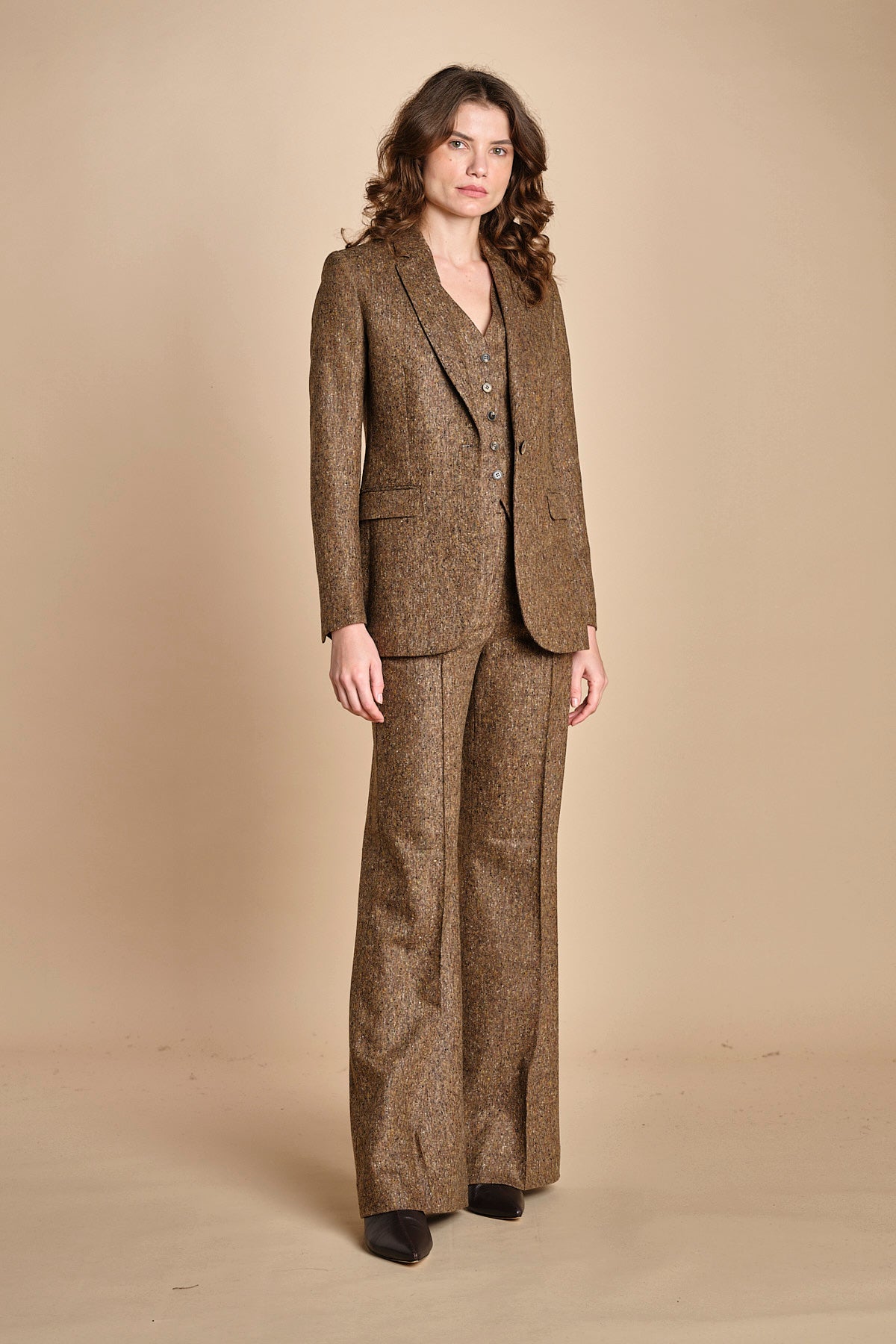 pantalone lungo e stretto con nervature in occhio di pernice OTTAVIA 673932 19 quelledue 