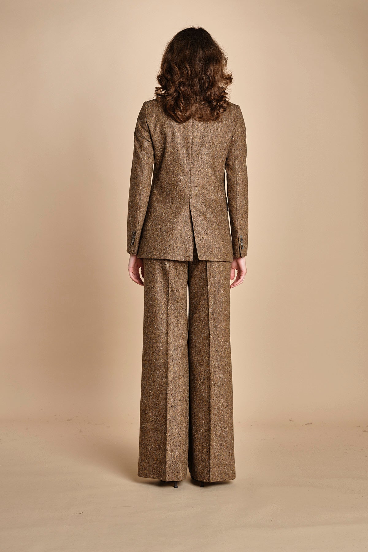 pantalone lungo e stretto con nervature in occhio di pernice OTTAVIA 673932 19 quelledue 