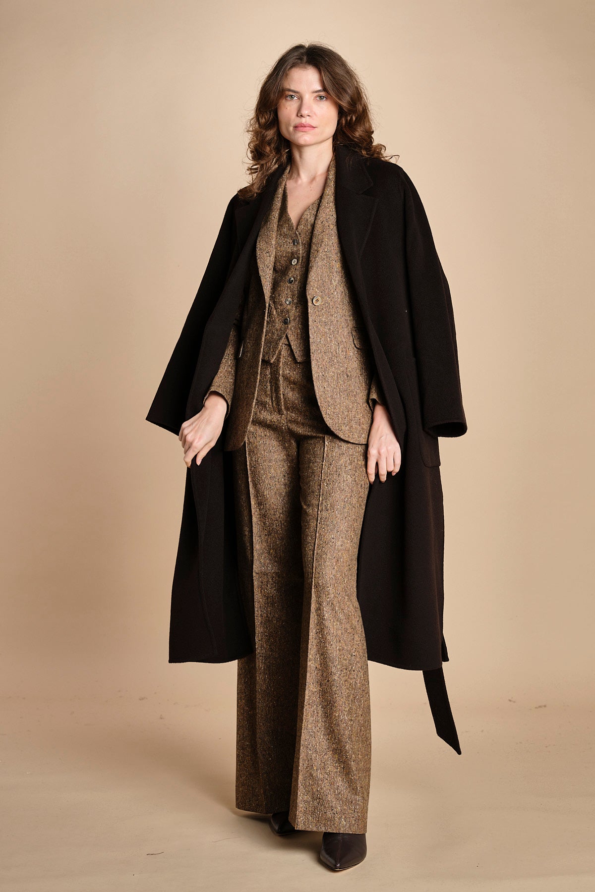 pantalone lungo e stretto con nervature in occhio di pernice OTTAVIA 673932 19 quelledue 