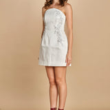 miniabito con ricamo fiori. RVBR-1185 IVORY rebecca vallance 