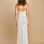 abito lungo collo alto con ricamo fiori. RVBR-1198 IVORY rebecca vallance 