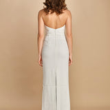 abito lungo collo alto con ricamo fiori. RVBR-1198 IVORY rebecca vallance 
