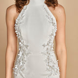abito lungo collo alto con ricamo fiori. RVBR-1198 IVORY rebecca vallance 