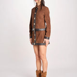 giacca in camoscio con chiusura in ottone 12093-19 TOBACCO retrofete 