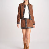 giacca in camoscio con chiusura in ottone 12093-19 TOBACCO retrofete 