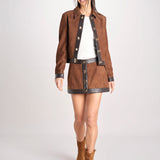 minigonna con chiusura in ottone 12094-16 TOBACCO retrofete 