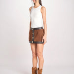 minigonna con chiusura in ottone 12094-16 TOBACCO retrofete 