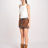minigonna con chiusura in ottone 12094-16 TOBACCO retrofete 
