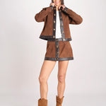 minigonna con chiusura in ottone 12094-16 TOBACCO retrofete 