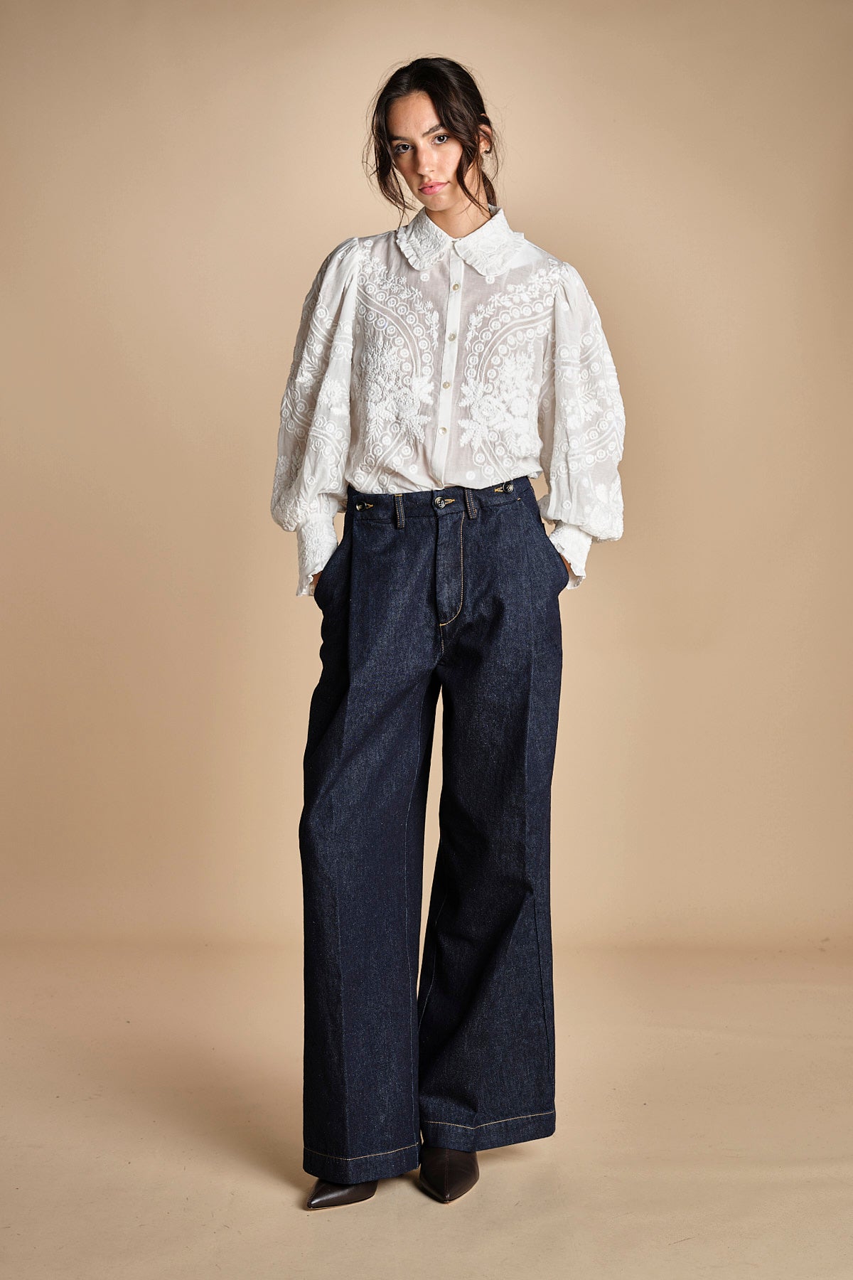 camicia maniche a palloncino CHETNA TOP SIMPLY WHITE scarlett poppies 
