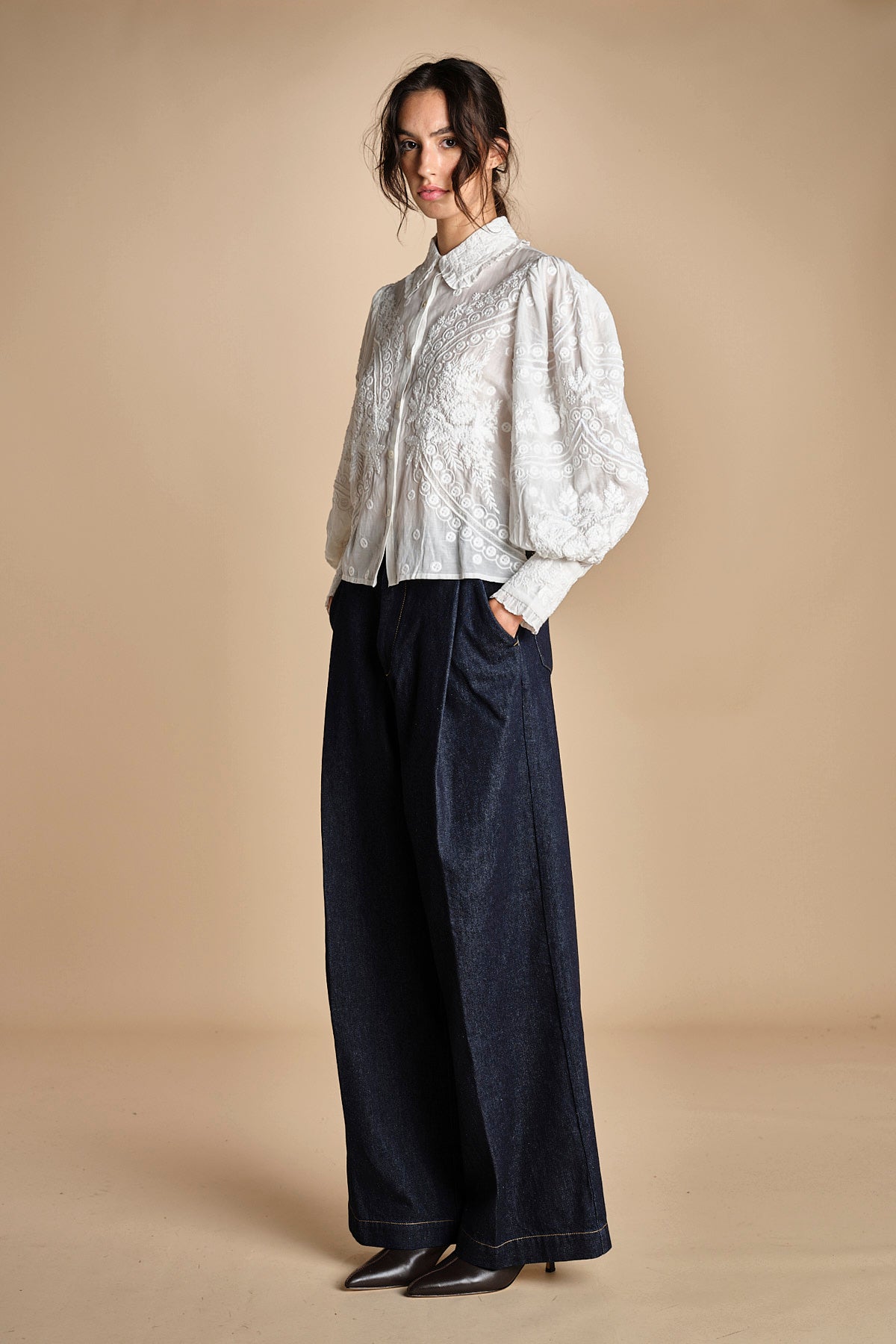 camicia maniche a palloncino CHETNA TOP SIMPLY WHITE scarlett poppies 