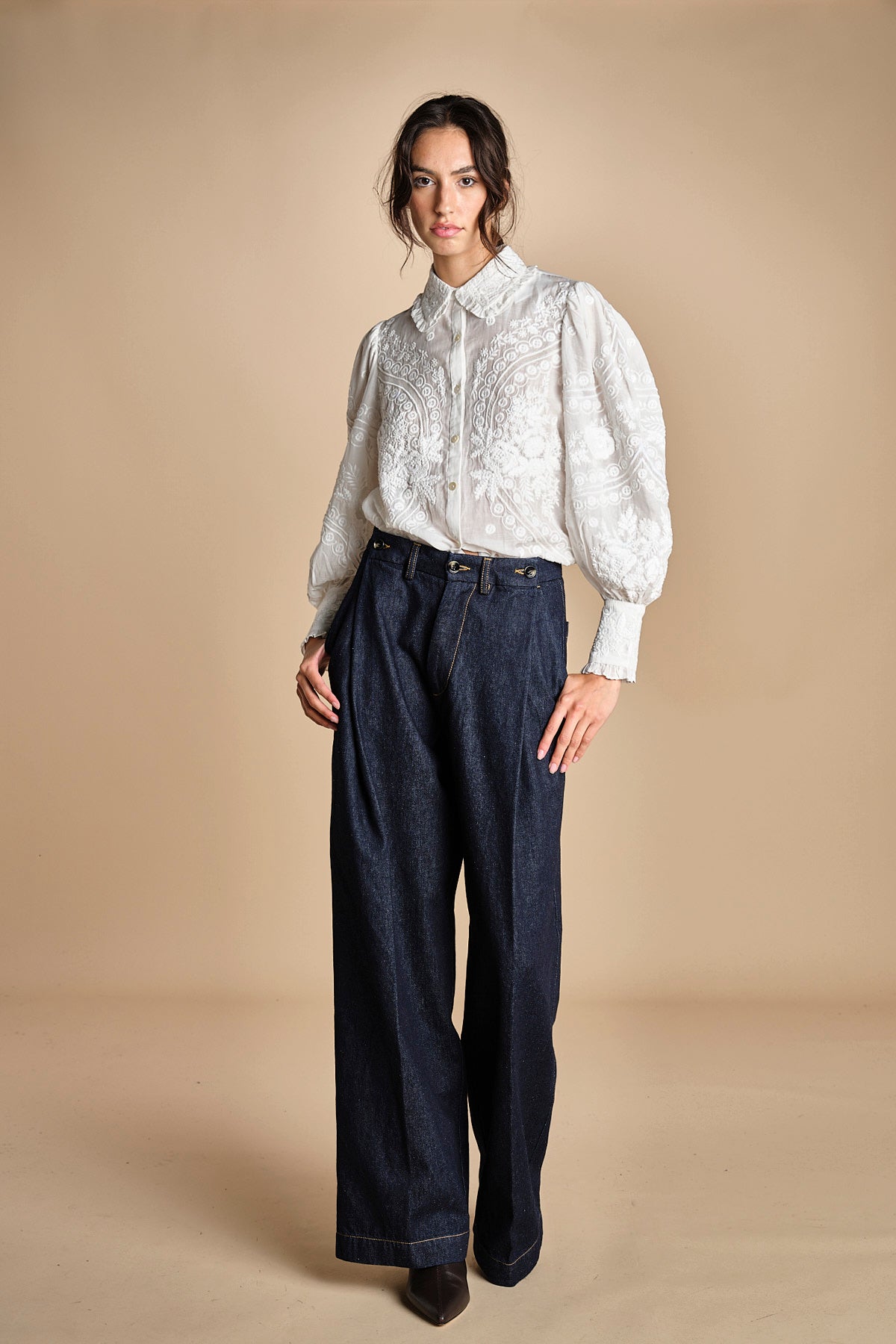 camicia maniche a palloncino CHETNA TOP SIMPLY WHITE scarlett poppies 