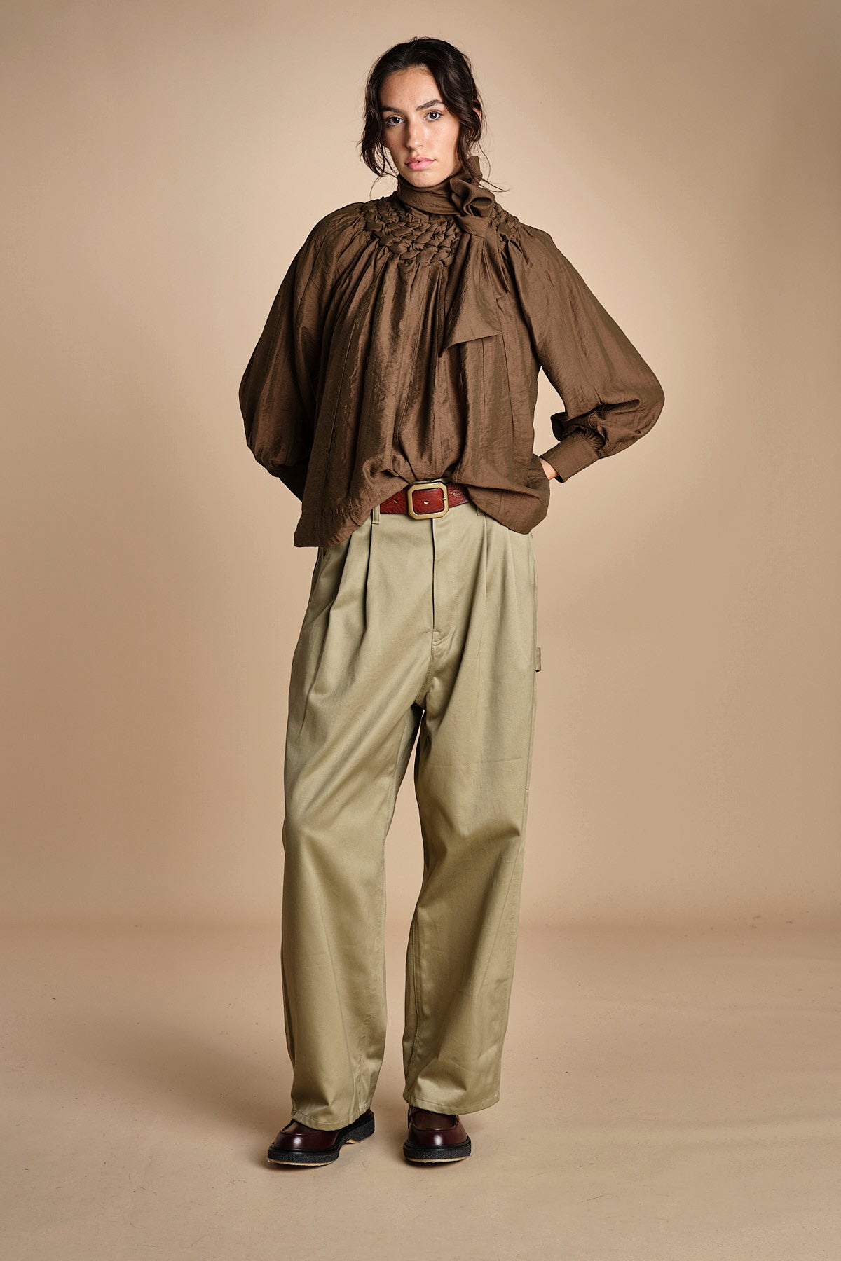 camicia con nastri intrecciati MARONA OLIVE GREEN scarlett poppies 