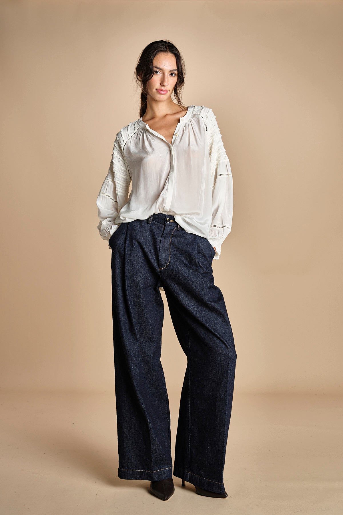 camicie con rouches su maniche PAIRIE TOP VANILLA scarlett poppies 