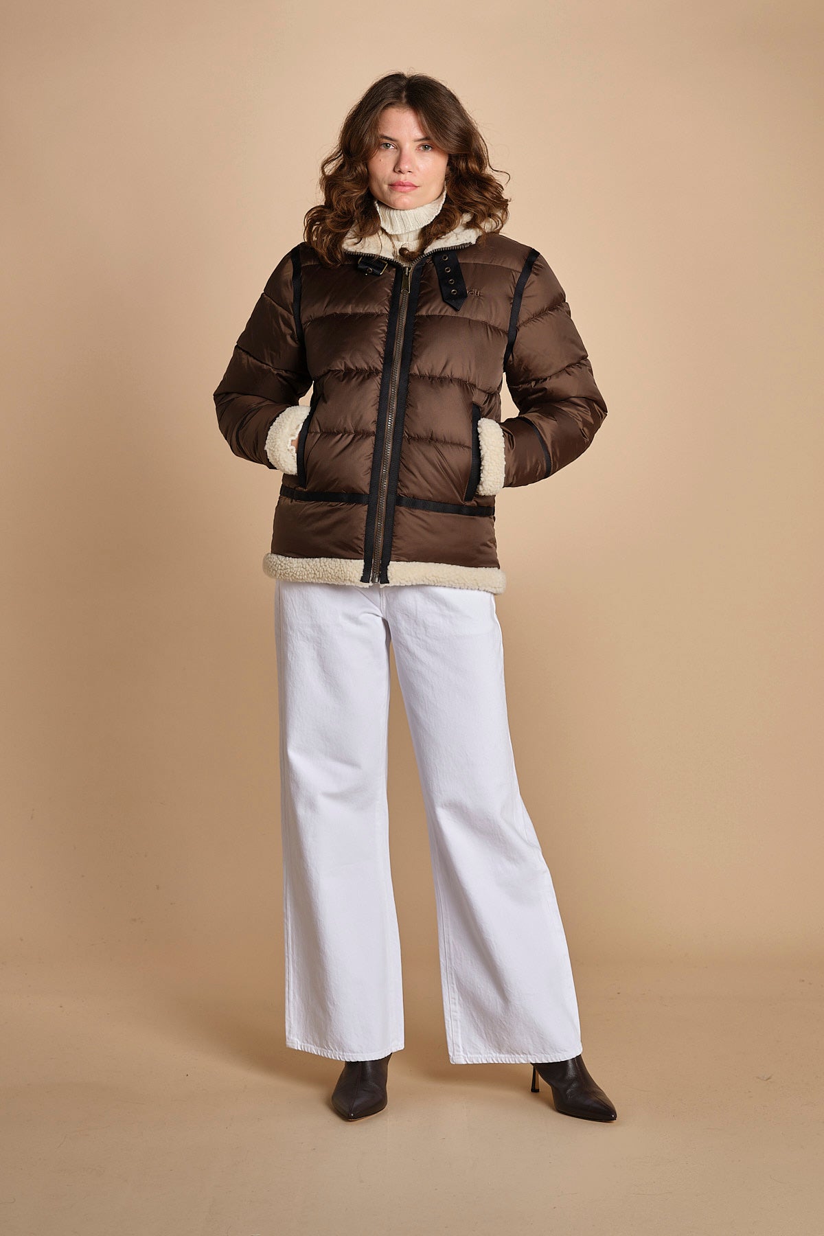piumino con cappuccio IDAK2 BROWN schott 