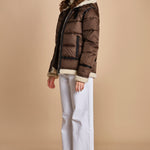 piumino con cappuccio IDAK2 BROWN schott 