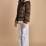 piumino con cappuccio IDAK2 BROWN schott 