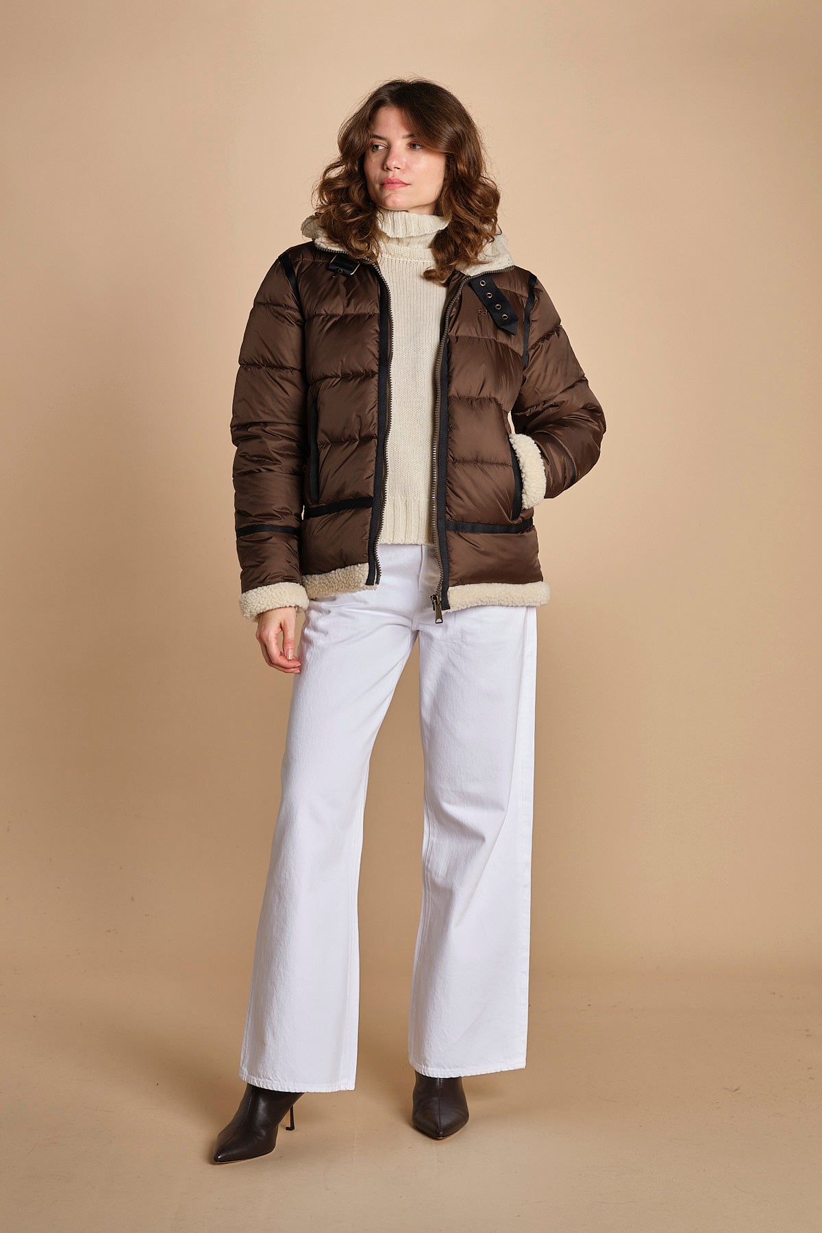 piumino con cappuccio IDAK2 BROWN schott 