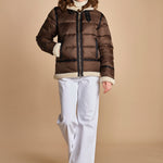 piumino con cappuccio IDAK2 BROWN schott 