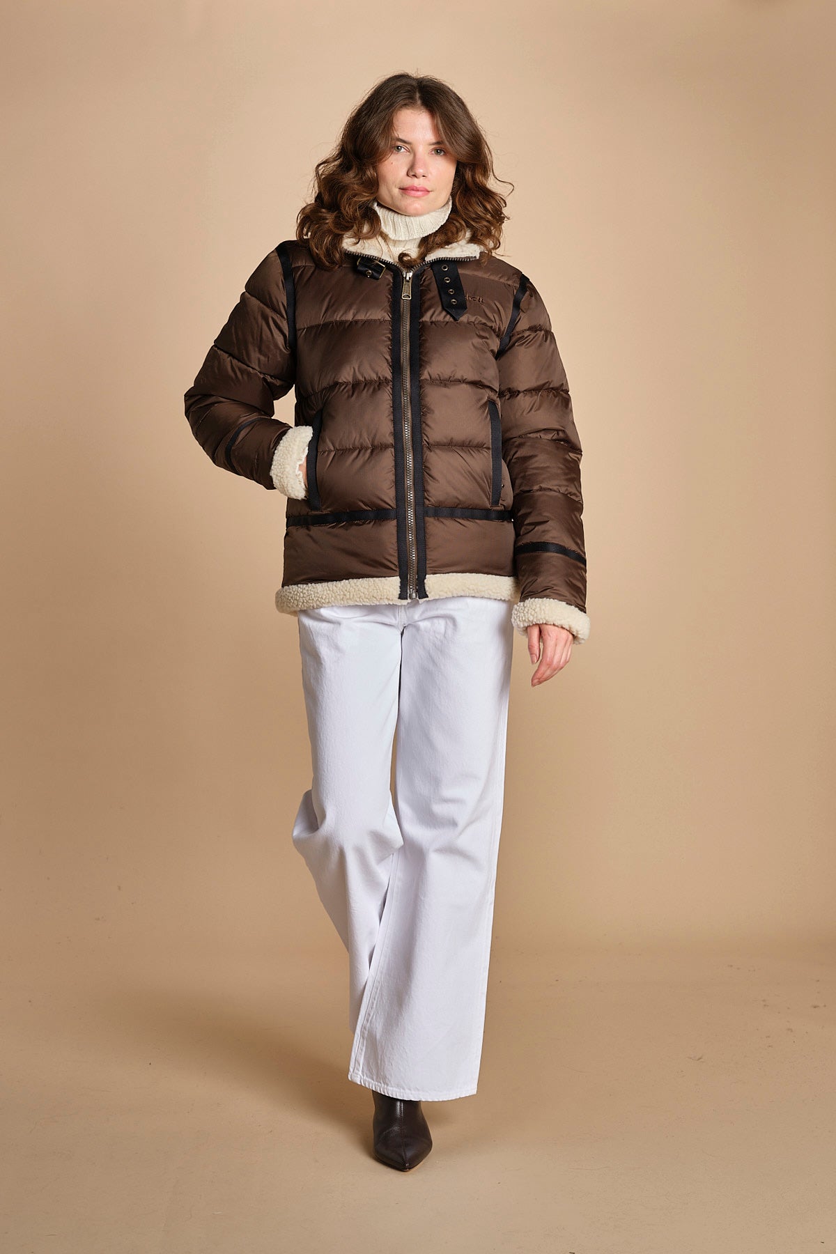 piumino con cappuccio IDAK2 BROWN schott 