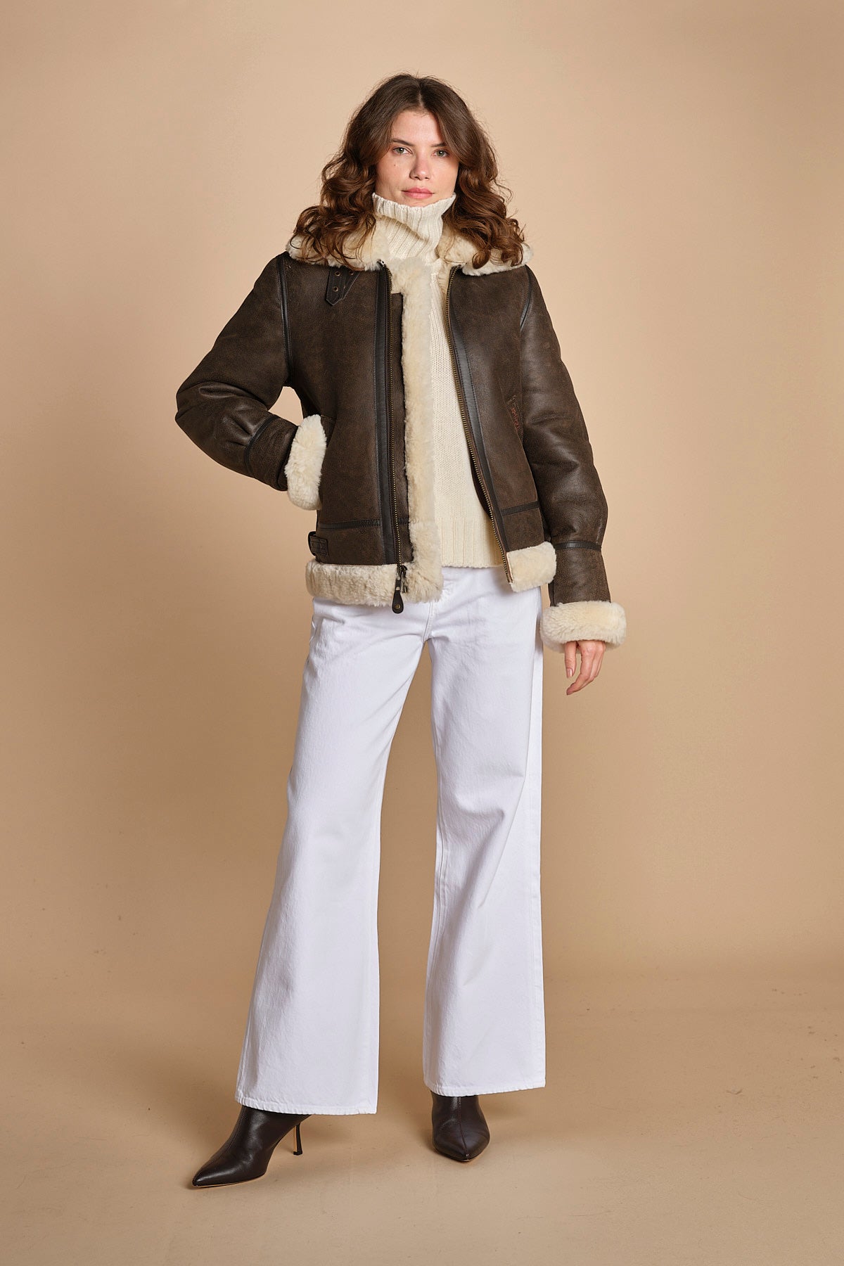 giaccone in montone LC1259 BROWN schott 