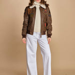 bomber montone più patch aviatore. LCAVIATORBD BROWN schott 