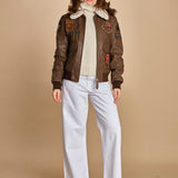 bomber montone più patch aviatore. LCAVIATORBD BROWN schott 