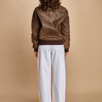 bomber montone più patch aviatore. LCAVIATORBD BROWN schott 