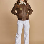 bomber montone più patch aviatore. LCAVIATORBD BROWN schott 