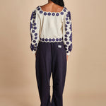 top manica lunga con fiori grandi CATRINE 007 BLUE BLUE sea ny 