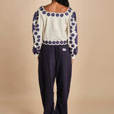 top manica lunga con fiori grandi CATRINE 007 BLUE BLUE sea ny 