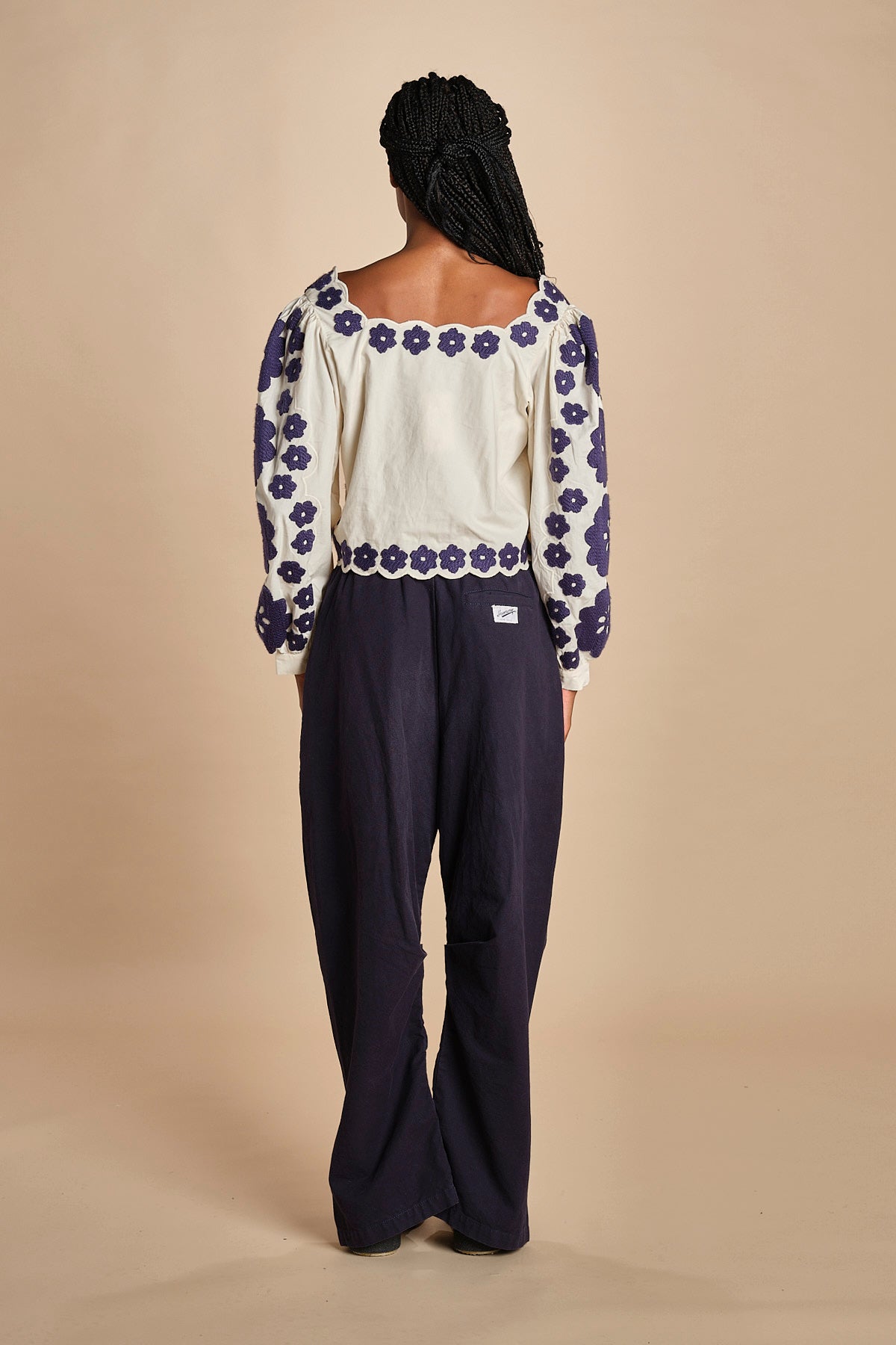 top manica lunga con fiori grandi CATRINE 007 BLUE BLUE sea ny 