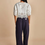 camicia girocollo con fiori intarsiati. LULA 016 WHITE sea ny 